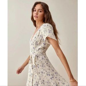 Reformation Carina Floral Puff Cap Sleeve Midi Wrap Dress Emmaline Ditsy Print M